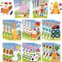 3 x Ohhaha 24 Sheets Farm Animal Stickers, Make a Face Sticker Sheets for Kids Todders Activities, Make Your Own Stickers for Kids Birthday Party Favor Supplies Craft