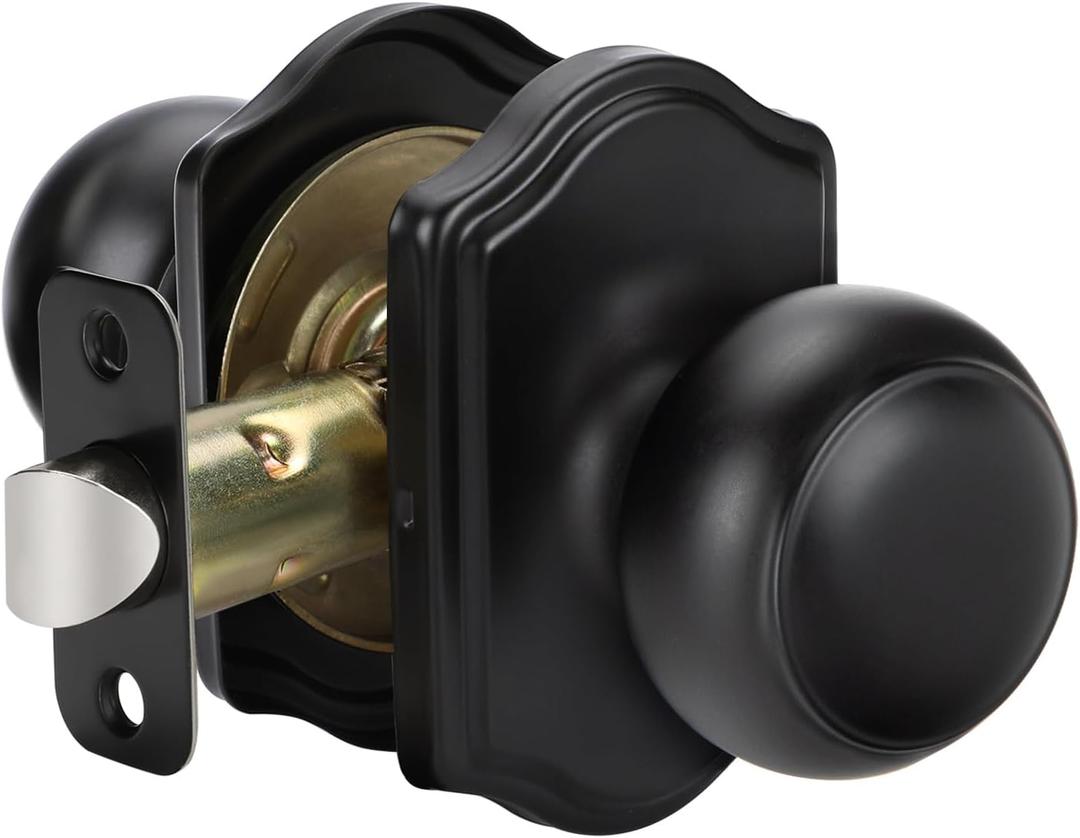 goldenwarm Matte Black Passage Door Knob, Classic Decorative Closet Door Knobs Interior, Black Passage Door Knob for Hallway, Closet - 1 Pack (1 Piece)