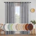 MIULEE Grey Linen Curtains 84 Inch Length for Bedroom Living Room, Soft Thick Linen Textured Window Drapes Gray Semi Sheer Light Filtering Back Tab Rod Pocket Burlap Look Decor, 2 Panels