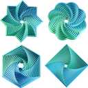 4 Pcs Fractal Fidget Hexagon,3D Printed Stress Relief Sensory Toys for ADHD,Autism,Kids&Adults,Whirling Spiral Design,Colorful Fidget Toy,Perfect for Holiday,Christmas,Birthday Gifts (Blue Green)