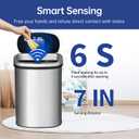 BestOffice | 13 Gallon Trash Can with Lid | Automatic Touchless Garbage Can | Odor Control | Modern Oval Design | Easy to Clean | Stainless Steel | Fits Any Kitchen, Bathroom, Office or Home