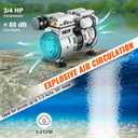 VEVOR Pond Aerator, 550W Power, 5.2CFM for Up to 3 Acre 50' Lake, Pond Aeration Kit Includes 3/4 HP Compressor & Timer & Valves, Air Compressor for Deep Water Oxygen Circulation, for Pond, Lake