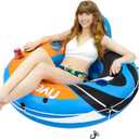 2025 New & Upgraded Sunlite Sports Heavy Duty River Tube Inflatable, Premium Water Float to Lounge Above Lake and River, Outdoor Water Raft Sport Fun, Recreational Use (2) Orange Sunshine Adult Large)