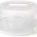 Spesh Round Cake Carrier with Carry Handle 10 Inch Reusable Cake Container Cake Butler with Cutting Grooves PP Plastic Cake Container Diameter 30 x 15 cm (White)