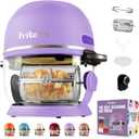 Non Toxic Air Fryer - Glass AirFryer 5 Quart w/ 360° Visibility, Self-Cleaning, 400F Vortex Air Fryer for Even Cooking, BPA-Free Teflon Free, 9-in-1 Functions, Rotisserie, Roast, Bake, Lavender