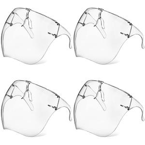 4 Pack Face Shield with Glasses, Face Mask Shield Anti-Fog Clear Ultra Clear Reusable Protective Plastic Face Shield Mask Droplet Splash Guard for Women Men Kids
