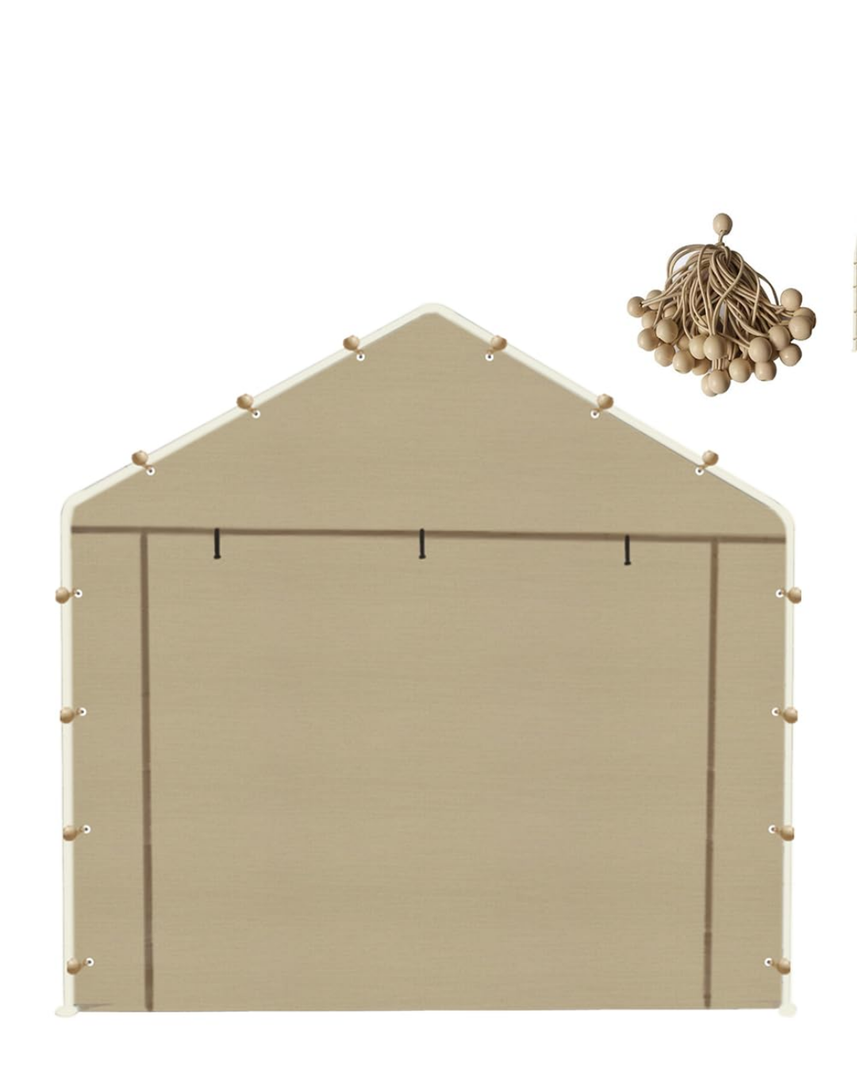 10 * 20 FT Carport Replacement Tarp Canopy, Sidewall kit Panel Set of 4, 180G PE Waterproof & UV Protected Replacement Sidewall Cover, Beige