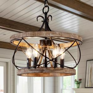 20'' Farmhouse Chandelier, 5-Light Dining Room Light Fixtures Over Table Rustic for Entryway Foyer Bedroom Living Room