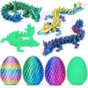 4Pcs 3D Printed Dragon Eggs with Dragon Inside Prefilled Easter Eggs with Dragon Toy for Basket Stuffers Goodie Bag Fillers Classroom Prize Supplies Easter Basket Essentials for Kids Teens