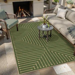 Lahome Neutral Geometric Green Easy Jute Rug, 5x7 Outdoor Rug Washable Carpet for Living Room, Farmhouse Rhombus Non Slip Non Shedding Low Pile Dining Room Carpet for Under Table Bedroom Patio