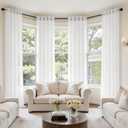 MIULEE White Linen Curtains 102 Inch Long 4 Panels Light Filtering Window Drapes with Rod Pocket Back Tab for Living Room Bedroom Farmhouse Decor 42" W x 102" L Inches