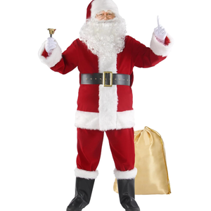 Santa Claus Costume 11pcs Deluxe Santa Suit Adult for Men Professional Santa Outfit for Christmas Party Cosplay M
