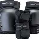 Pro-Tec Street 3-Pack Pad Set - Protective Gear for Skateboarding, Roller Skating, Scooter, Bicycling (Youth Small, Black)