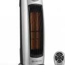 Comfort Zone 1,500W Ceramic Tower Space Heater with Remote, Backlit Digital Thermostat & Temperature Display, 3 Heat Settings + Fan Mode, 90 Oscillation, Timer, Overheat & Tip-Over Protection