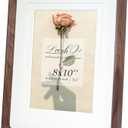 LAUBO2 8x10 Wooden Picture Frame with Double Mat - Natural American Black Walnut Wood Photo Frame Matted to 6x8 & 5x7 | Tabletop & Wall | Brown