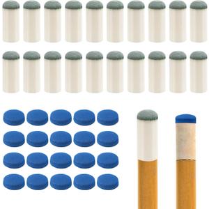 2 x XIHIRCD 20pcs Slip On Pool Cue Tips and 20 Leather Pool Cue Tips, 0.47 Inch Pool Cue Stick Tips Billiard Cue Stick Replacement Tip for Pool Cues