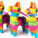 Set of 3 Mini Donkey Pinatas 4"x7" inches, Fiesta Party Decorations, Cinco de Mayo Pinata, Party Favors, Party Supplies and Centerpieces, Fiesta Decorations