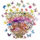 Butterfly Floral Stickers Bulk - 320 Pcs Transparent Realistic Dried Pressed Flower Stickers for Crafts, Envelopes, Scrapbook, Junk Journal Supplies - Waterproof Clear Wildflower for Resin