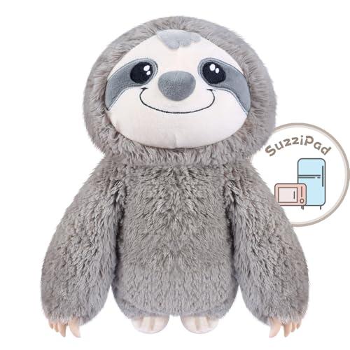 SUZZIPAD Microwavable Stuffed Animal, Heated Sloth Plush for Anxiety, Bedtime, Cuddle & Companion, Soreness & Stress Relief, Warmer Plueshies, Microwave Heating Pad, Gifts for Women, Gray