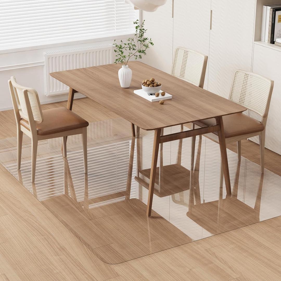 Area Floor Mat for Home, 5'7' Large Transparent No Slip Waterproof Vinyl Area Rug, Spill Resistant Hard Floor Protector Cover for Kitchen, Easy Clean Splat Mat for Under High Chair