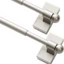 Turquoize 2 Pack Magnetic Curtain Rods for Metal Doors with Adjustable Length,Extends from 16 inch to 28 inch Magnetic Cafe Curtain Rod, Easy Installation for Any Steel Spaces, Nickel, 2 Pack
