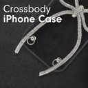 2 x Crossbody Case for iPhone 16 Pro - Black with Stylish Silver Detachable Chain - Big Bow
