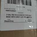 Rubbermaid 6-Pack Heavy Duty Durable 3 GAL Totes for Storage with Snap Lids and Handles, Plastic Storage Bins Stackable Black Gray for Home and Garage (3 GAL - 6 Pack Solid Black and Grey)