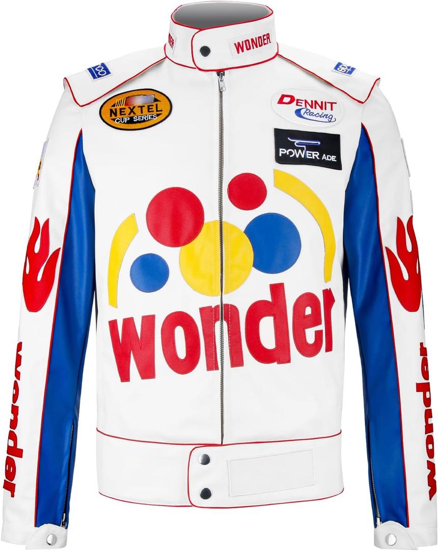 Adult Men Race Car Driver Racing Costume Leather Jacket Wonder Halloween Cosplay Bomber Leather Jacket