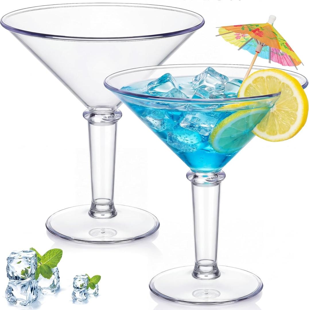 Valentines Party Giant Martini Plastic Glasses Large 48oz Acrylic Shrimp Cocktail Glasses Jumbo Cup DIY Table Centerpieces for A Tini Bit Older Birthday Wedding Decor(2 Pcs,Clear)