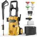 Pressure Washer, High Power Washer with Foam Cannon 35FT Hose 4 Nozzles, High Pressure Washer for Cars, Decks, Driveways, Home, Patios