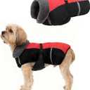 SCENEREAL Dog Winter Coat Reflective Jacket, Warm Fleece Turtleneck Windproof Cold Weather Coats with Adjustable Buckle, Pet Vest Snow Clothes for Small Dogs, Red S