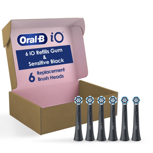 Oral-B iO Gum & Sensitive Replacement Heads, Electric Toothbrush Brush Heads, Black, 6 Count