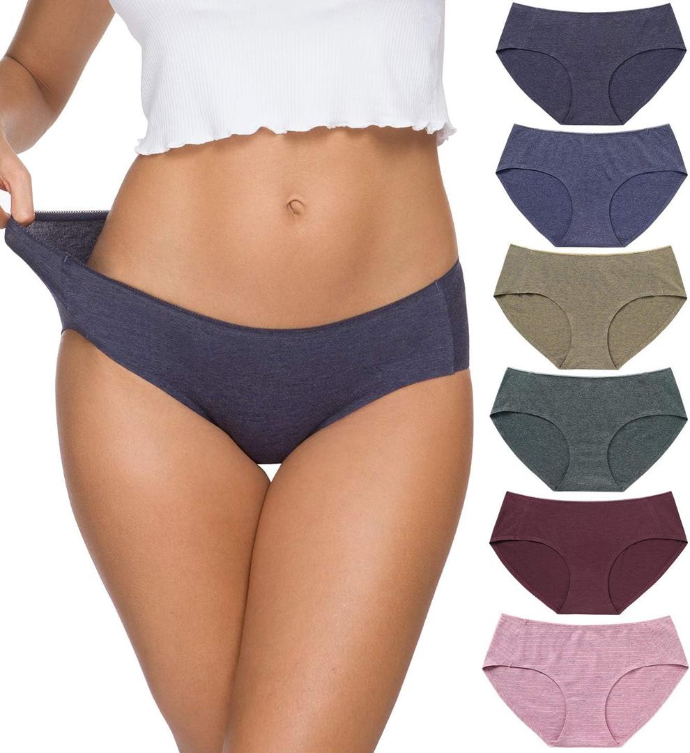 Wealurre Cotton Bikini Women's Breathable Panties Seamless Comfort Underwear (X-Large, Line Purple)