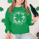 Women St. Patricks Sweatshirts Shamrock Shirts Lucky Clover Graphic Tees Irish Gift Pullover Long Sleeve Tops (L)