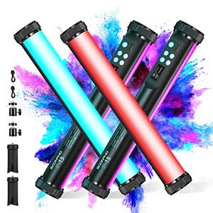 2Pack RGB LED Video Light Stick Wand,3200K~8500K Magnetic Photography Tube Light,360° Full RGB Light Stick with 4000mAh Battery for YouTube Video,Vlog,Live Game Streaming…