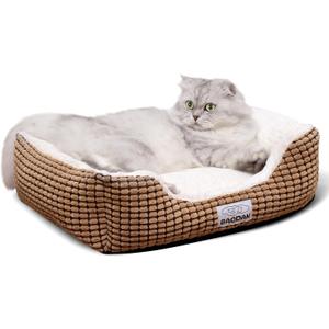 Small Dog Bed for Small Dogs, Cat Beds for Indoor Cats Washable, Rectangle Dog Bed, Warming Soft Calming Sleeping Puppy Bed Durable Pet Bed with Anti-Slip Bottom (20 inch, Coffee)