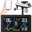 Weather Station Wireless Indoor Outdoor, Large Display Digital Thermometer with Wind Speed and Rain Gauge