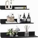 Floating Shelves for Wall Set of 3, Black Metal Wall Shelves for Bathroom 11.8/13.8/15.7 in, Modern Small Adhesive Shelf for Living Room, Bedroom, Office, Kitchen
