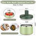 Pawtong 12oz Insulated Vacuum Food Jar with Buckle Lid Wide Mouth Soup Thermo for Hot Food Kids Leakproof Stainless Steel Lunch Container- Green- 1Pack