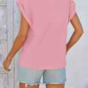 Cicy Bell Womens Summer Cap Sleeve T Shirts Casual V Neck Tops Loose Fit Basic Tees White