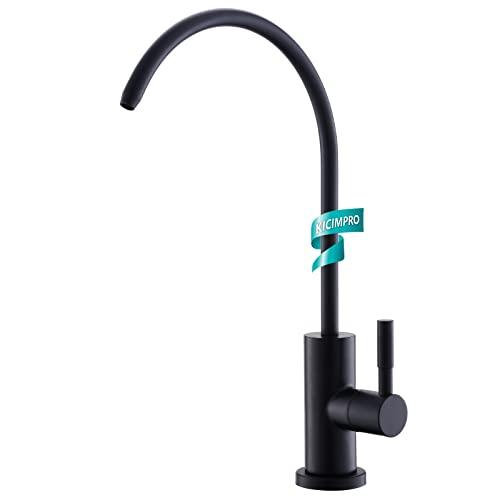 Kicimpro Stainless Steel Matte Black Finish RO Faucet Kitchen Water Filter Faucet for 0.59-1.37 Inches Sink Holes, 10.3 Inches Height Bar Sink Faucet