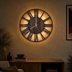 20" Silent Wall Clock – Glow Night Light, Battery Operated