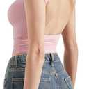 SUUKSESS Women Backless Sexy Going Out Tops Double Lined Open Back Y2k Basic Tee Shirts