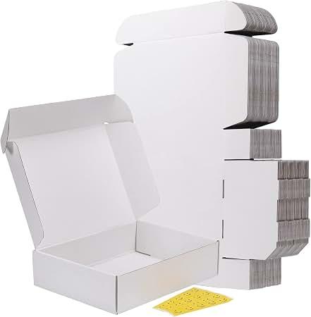 RLAVBL 12x9x3 Shipping Boxes Set of 20, White Corrugated Cardboard Box for Packing, Mailing, Business