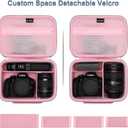 Camera Case Bag Compatible with Canon EOS Rebel T7/R50/R6 Mark II/R100/R50 V/T6/R8/R10/R5 Mark II/RP/R7/5D Mark IV/SL3/R5/T100 DSLR SLR Camera, Len and Tripod with 4 Dividers and Shoulder Strap, Pink