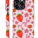 Compatible with iPhone 12 Pro Max Case - Hybrid Heavy Duty 2 in 1 Full Body Rugged Shockproof Protection Glossy Case for iPhone 12 Pro Max - Coquette Strawberry Cute