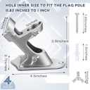 Jetec 4 Pcs Flag Holder Bracket - Heavy Duty House Flag Pole Holder - Aluminum Mount - Stainless Steel Hardware - Strong and Rust Proof - 1" Inner Diameter (Silver)