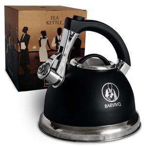 BARVIVO Whistling Tea Kettle - 3 Quart Large Size - Perfect Tea Pots for Stove Top for Preparing Hot Water for Coffee or Tea - Stainless Steel Tea Kettle Water Boiler Suitable for All Stovetops