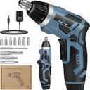 C P CHANTPOWER Cordless Electric Screwdriver Set, 6+1 Torque Gears,1/4'' Hex Self-Lock Chuck, 4V Small Rechargeable Screwdriver with 11 pcs Accessories, Flashlight, Charger Blue