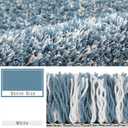 Yimobra Bathroom Rugs Non Slip Washable 36X24, Ultra Soft and Water Absorbent Bath Mats, Plush Fluffy Shower Mat Outside, Luxury Microfiber Thick Matts for Bathroom Floor/Tub, Denim Blue and White